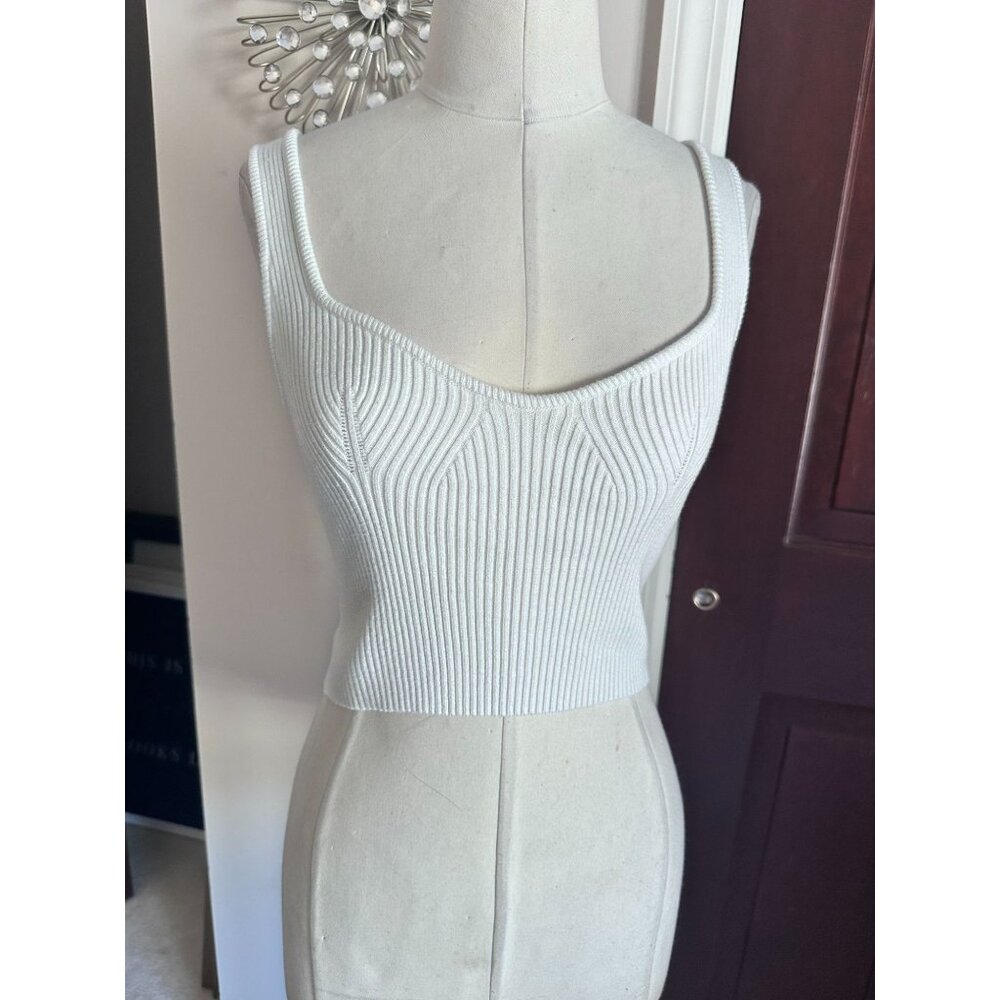 Ladies MEDUSA white ribbed crop top sleeveless SMALL